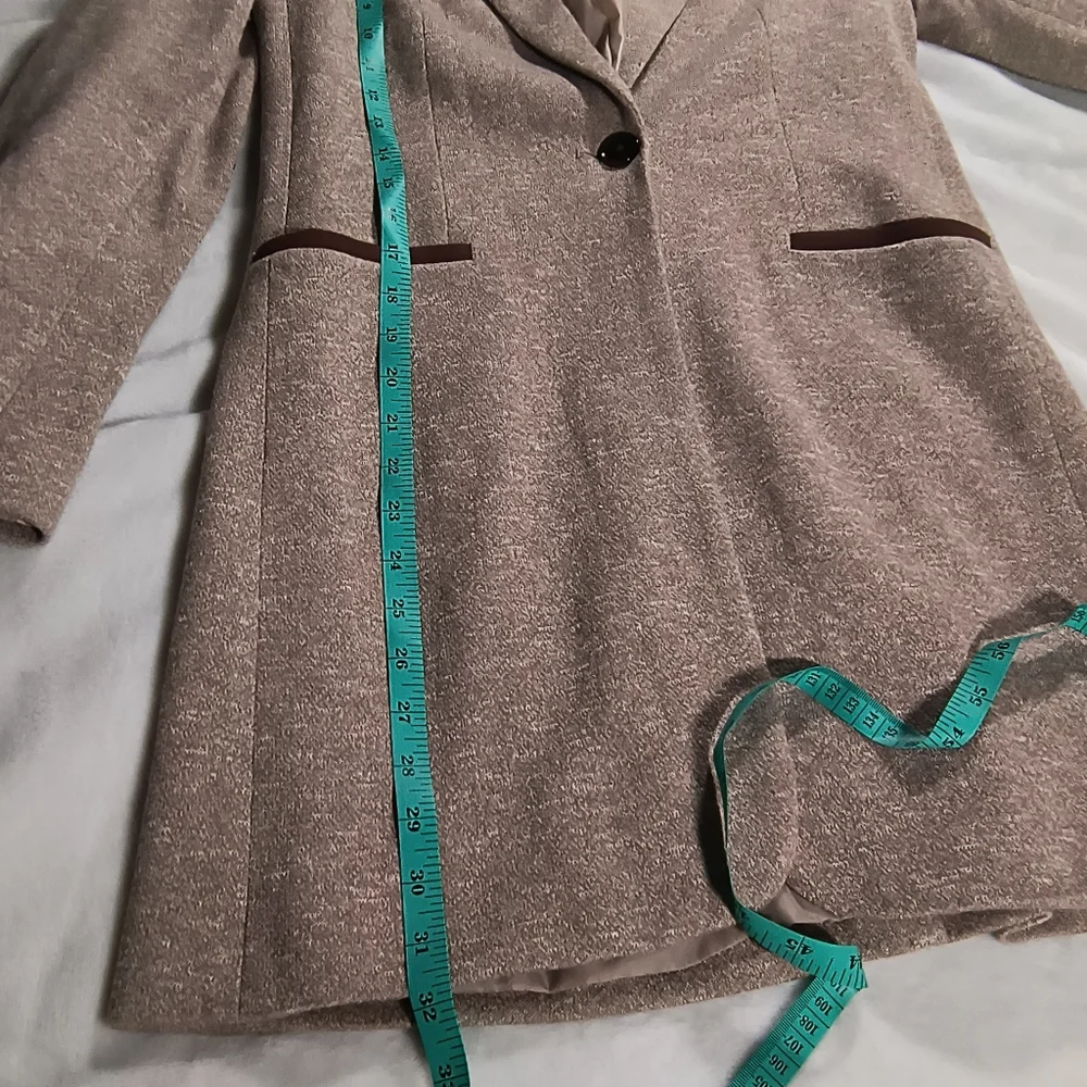 Tommy Hilfiger Women's Tan Marled Knit Blazer Elbow Patches Jacket Size 2 Preppy - Picture 7 of 16
